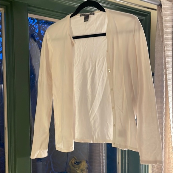 White Button-Up Cardigan - Picture 1 of 3